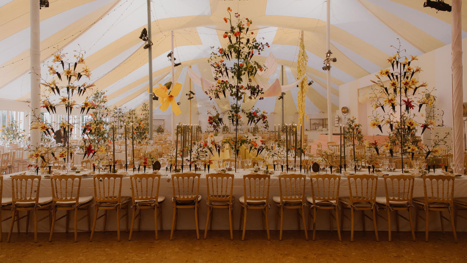 Marquee reception florals